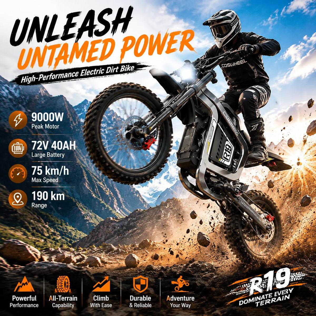 Venom 9000W | 72V Electric Off-Road Dirt Bike — 96KMH Top Speed
