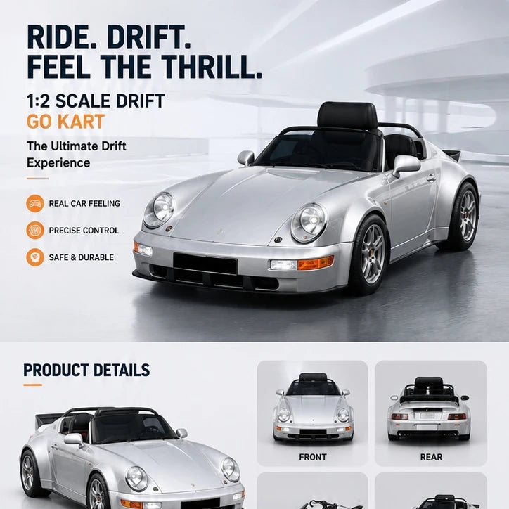 Phantom GT II | 911-Style Electric Drift Kart — High-Speed Adult Racing Machine