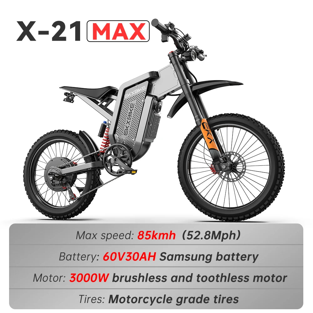 EKX X21 Max | 3000W Electric Off-Road Motorcycle — 85KMH Top Speed