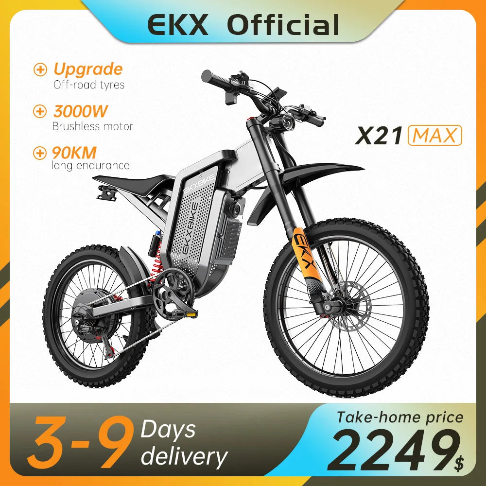 EKX X21 Max | 3000W Electric Off-Road Motorcycle — 85KMH Top Speed
