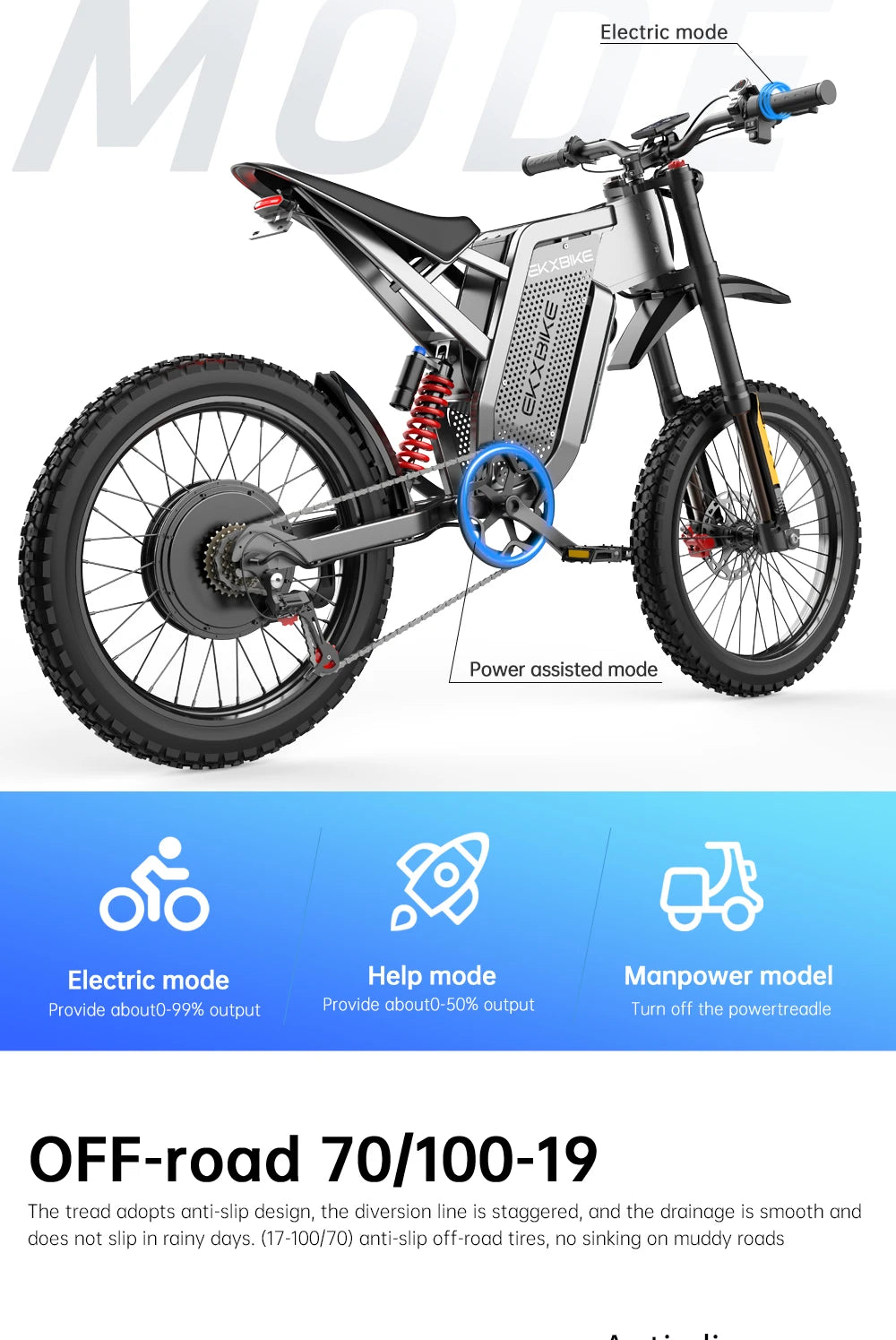 EKX X21 Max | 3000W Electric Off-Road Motorcycle — 85KMH Top Speed