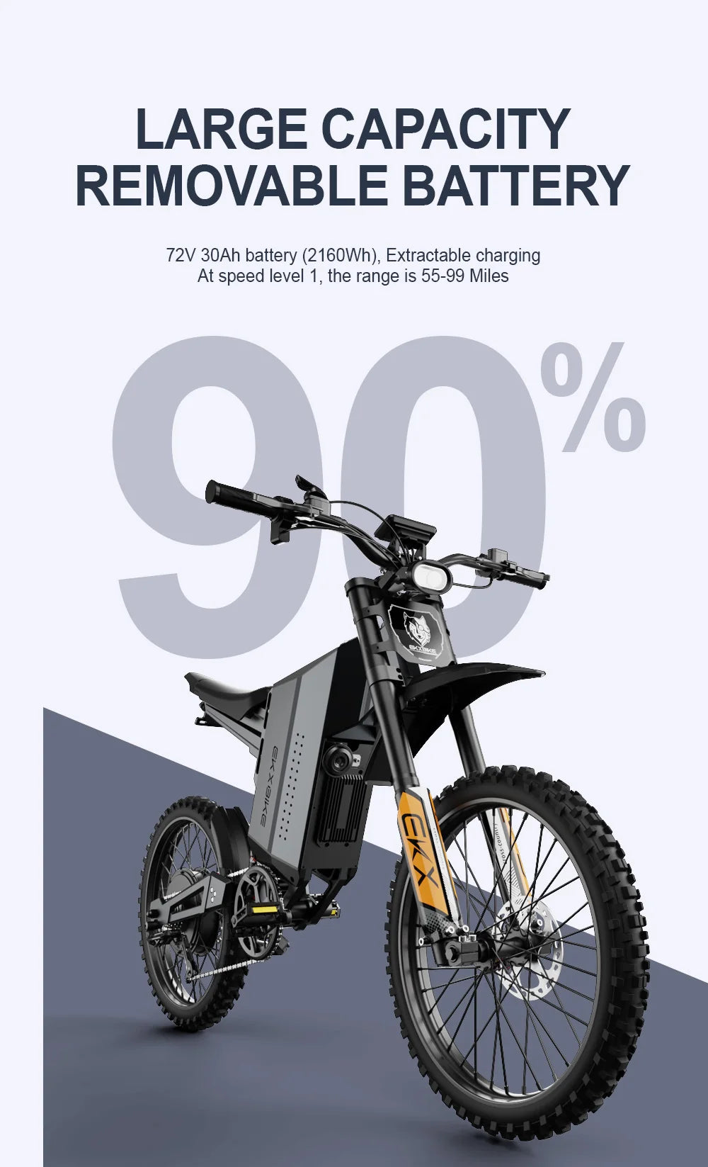EKXBIKE GTS | 8000W Peak Electric Motorcycle — 85KMH Off-Road Beast