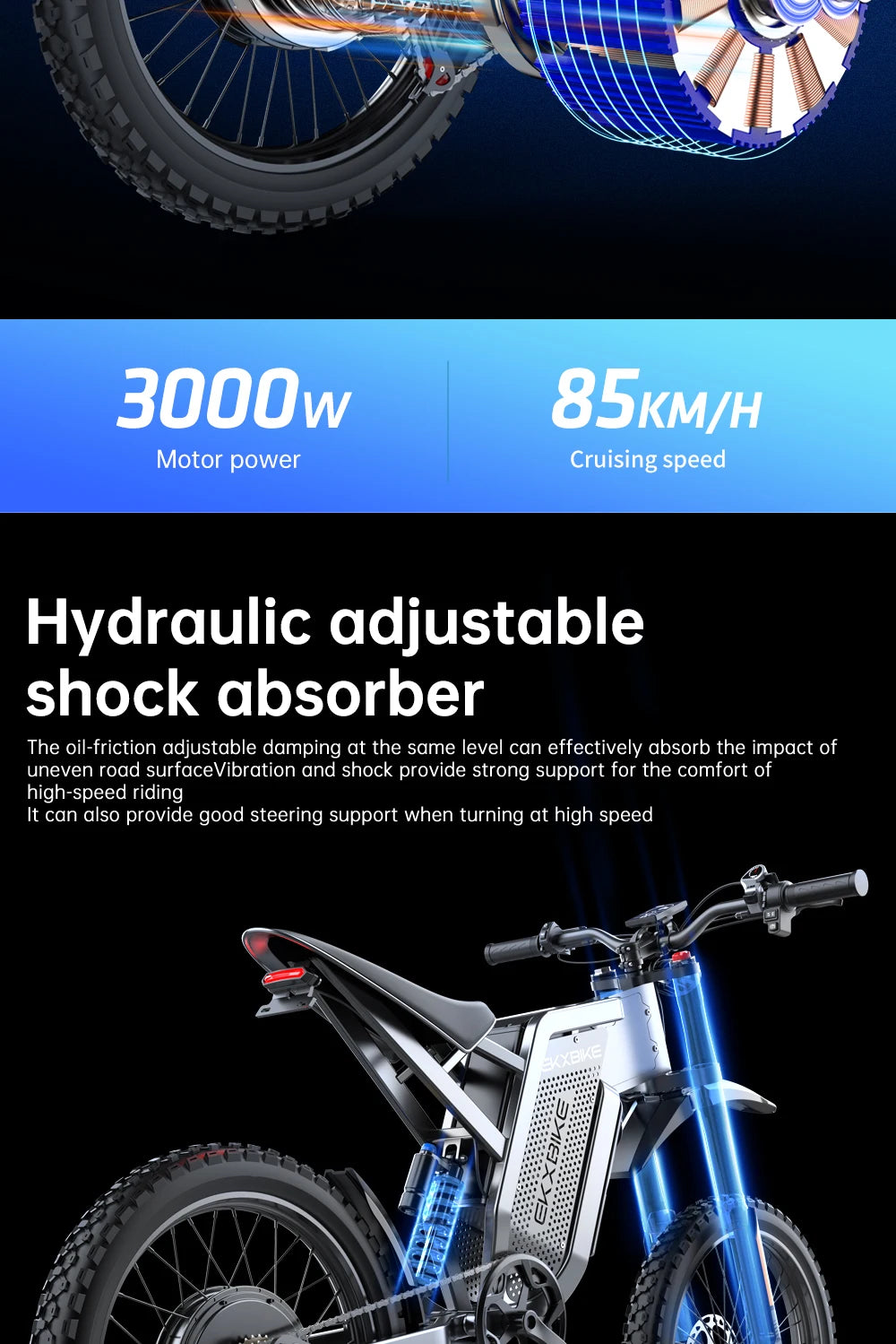 EKX X21 Max | 3000W Electric Off-Road Motorcycle — 85KMH Top Speed