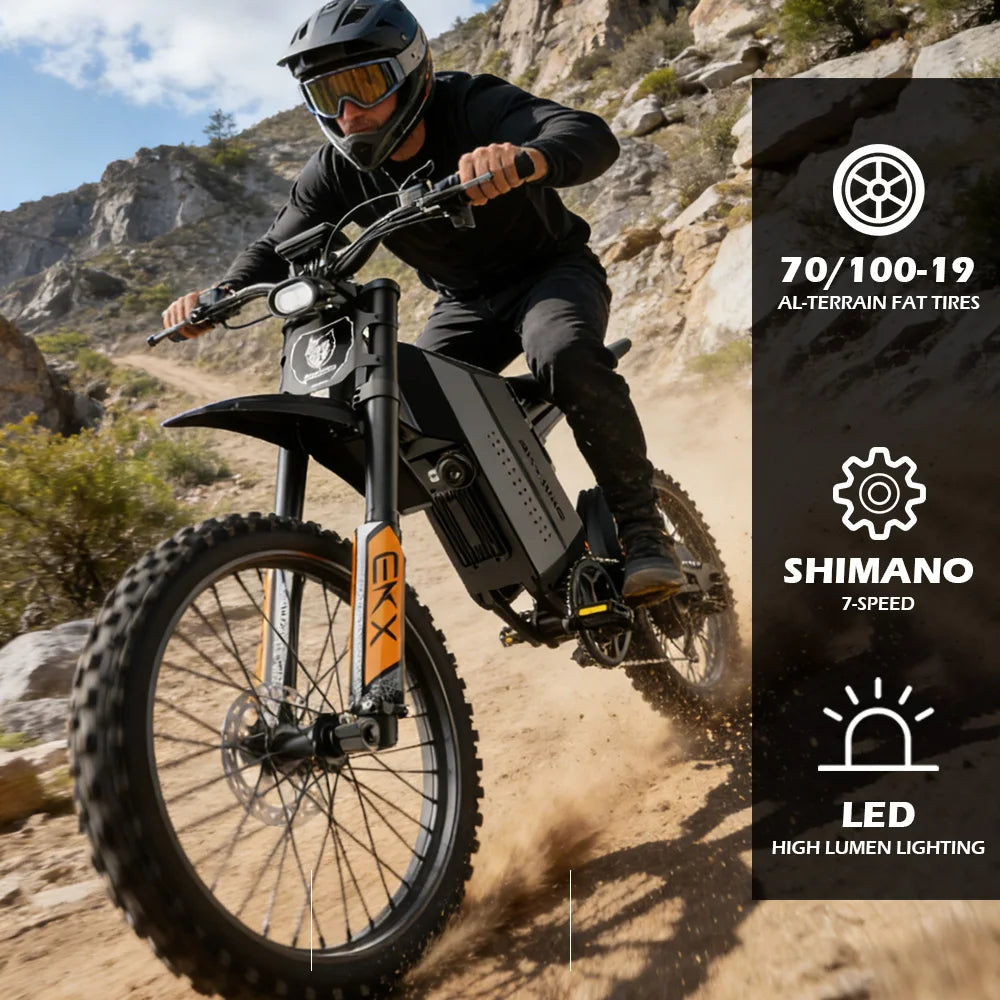 EKXBIKE GTS | 8000W Peak Electric Motorcycle — 85KMH Off-Road Beast