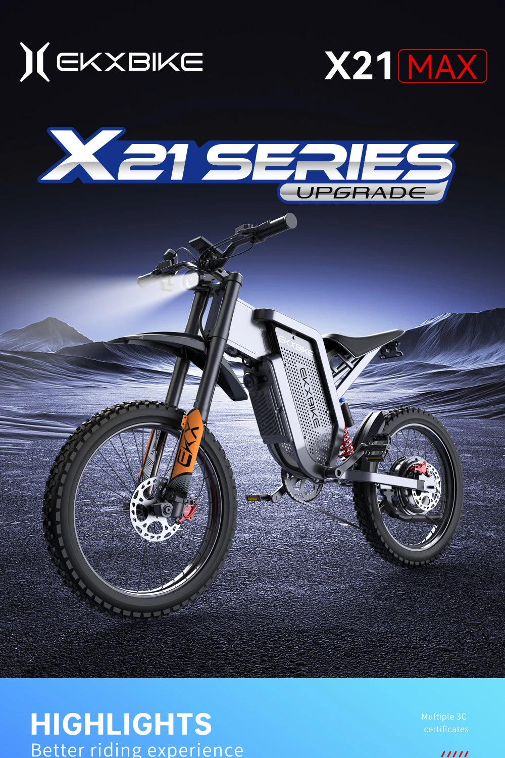 EKX X21 Max | 3000W Electric Off-Road Motorcycle — 85KMH Top Speed