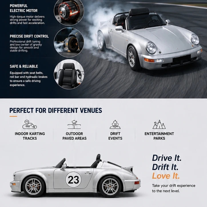 Phantom GT II | 911-Style Electric Drift Kart — High-Speed Adult Racing Machine