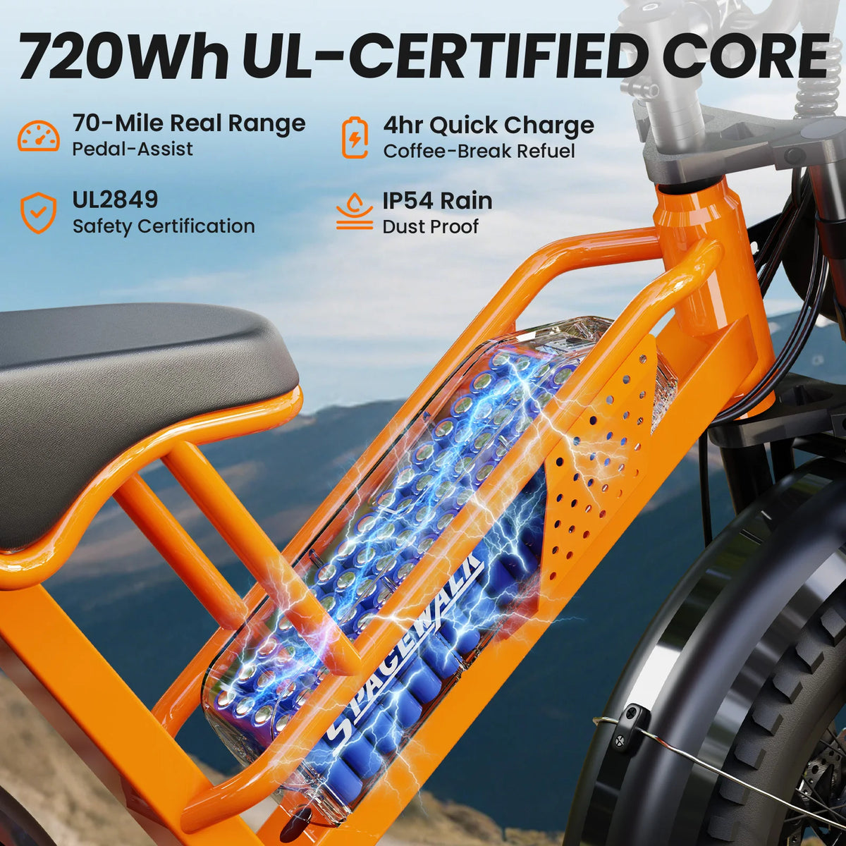 Spacewalk 2000W | Fat Tire Electric Dirt Bike — Full Suspension, 70-Mile Range