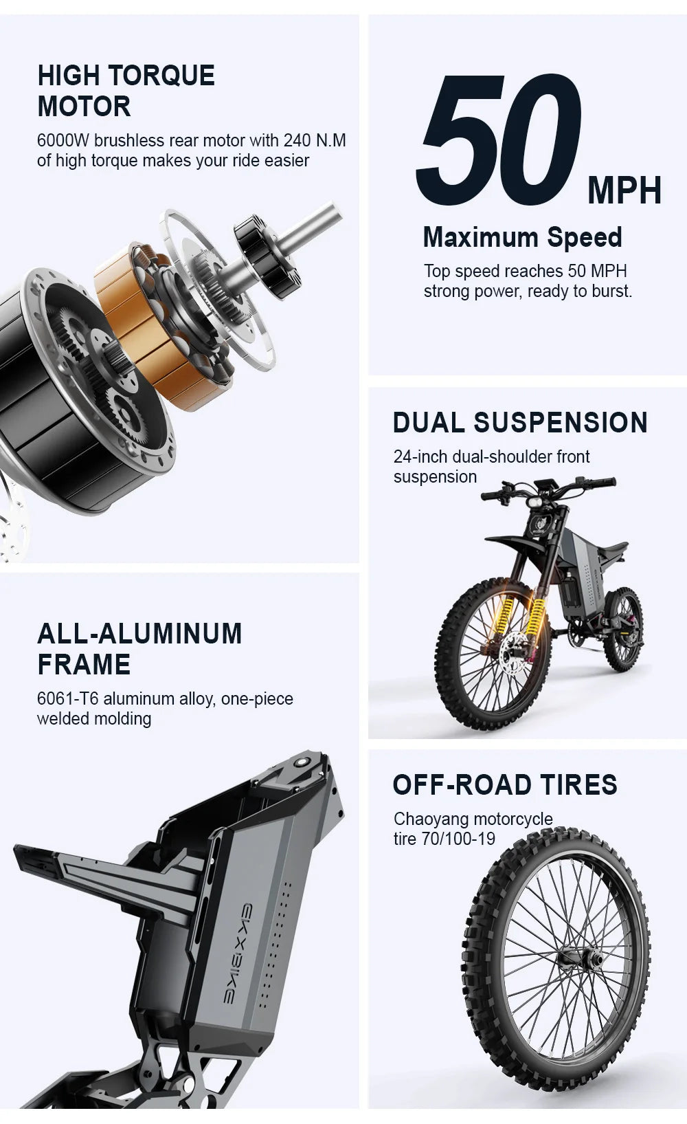 EKXBIKE GTS | 8000W Peak Electric Motorcycle — 85KMH Off-Road Beast