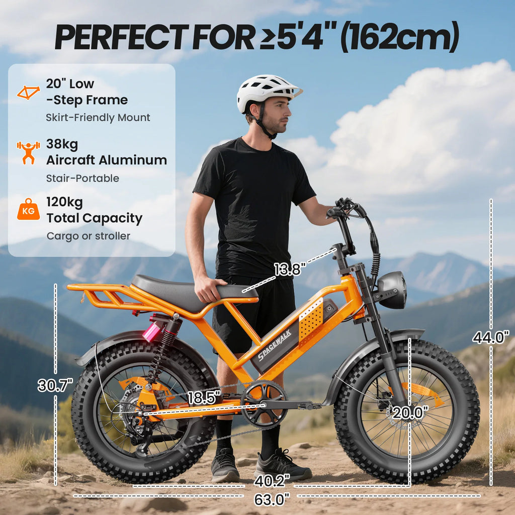 Spacewalk 2000W | Fat Tire Electric Dirt Bike — Full Suspension, 70-Mile Range