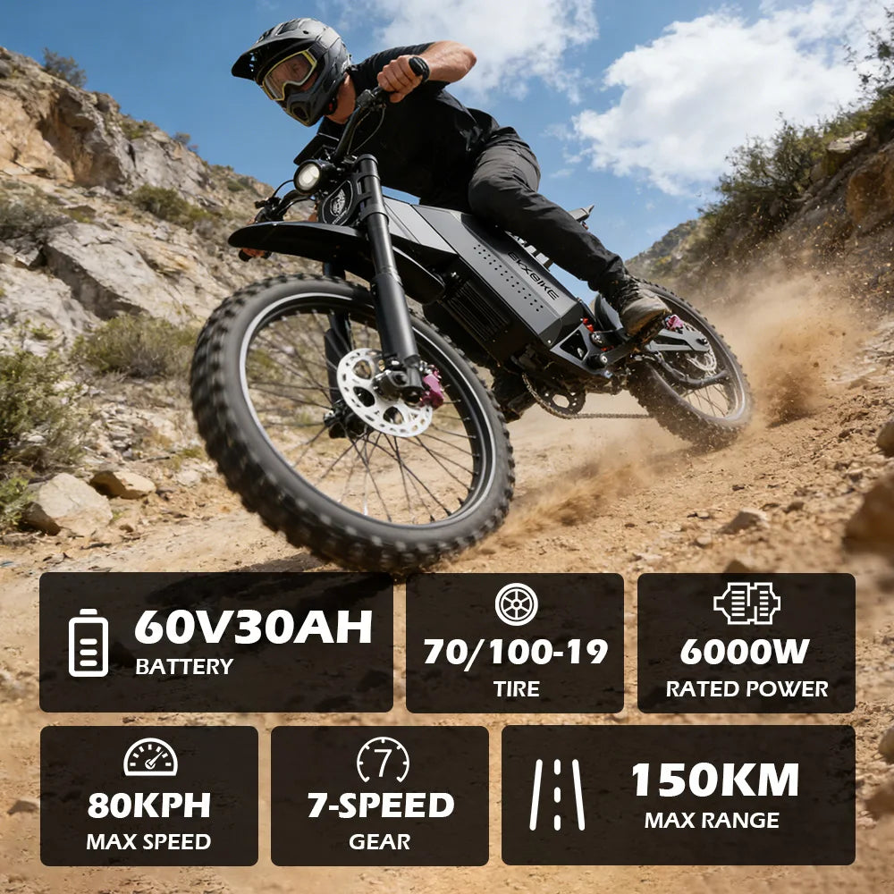 EKXBIKE GTS | 8000W Peak Electric Motorcycle — 85KMH Off-Road Beast