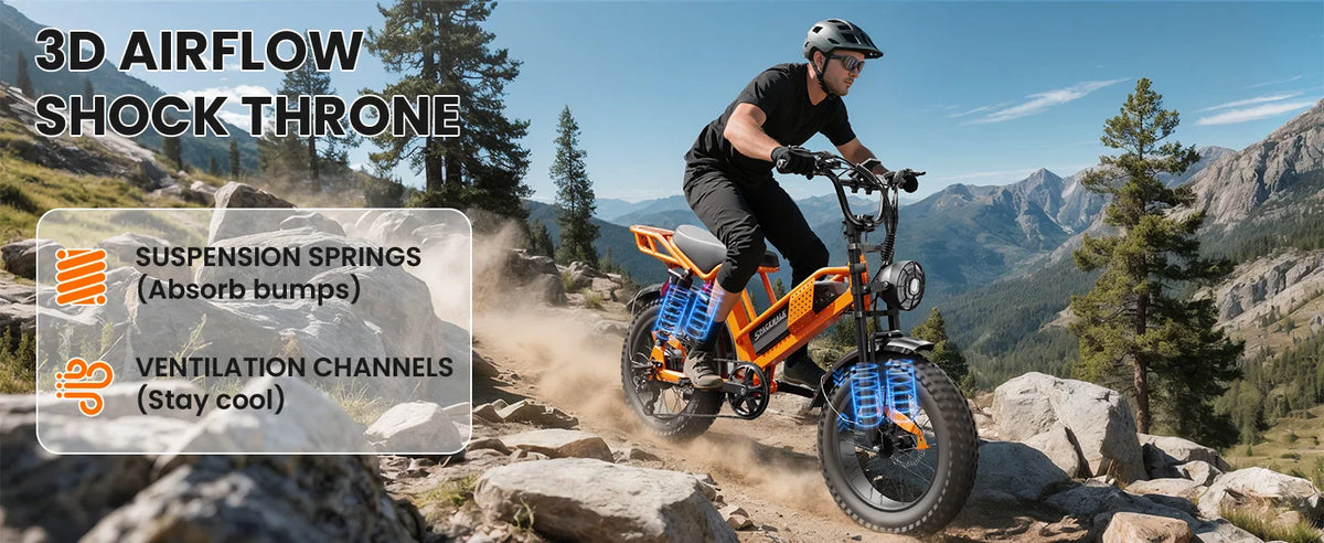 Spacewalk 2000W | Fat Tire Electric Dirt Bike — Full Suspension, 70-Mile Range