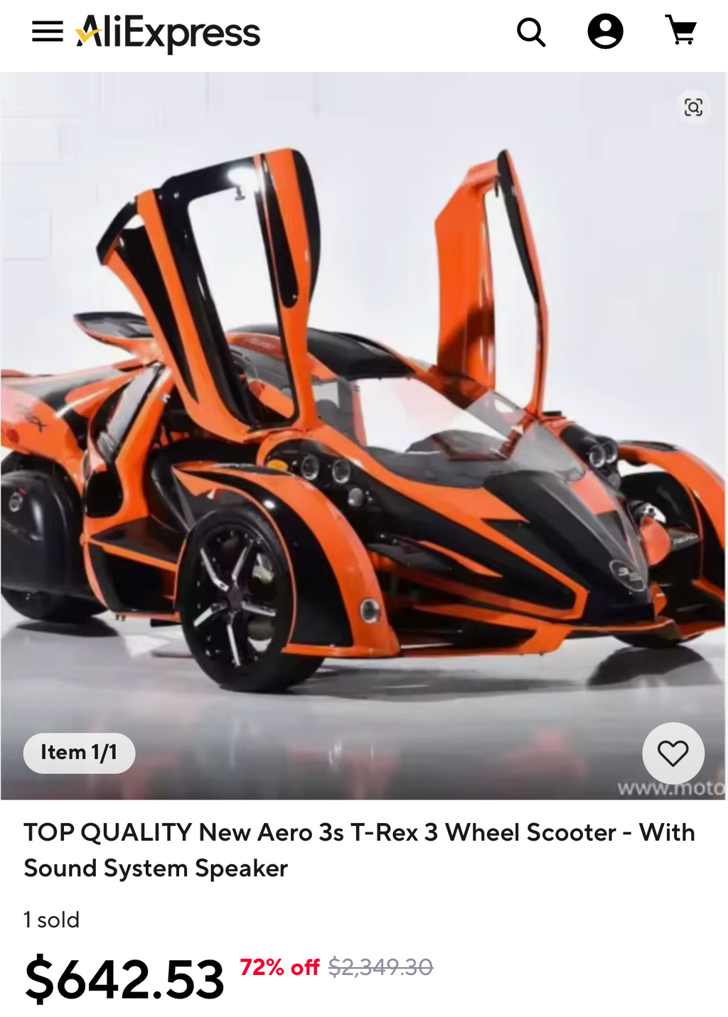 Aero 3s T-Rex | 3-Wheel Electric Scooter — Sound System & Gullwing Doors